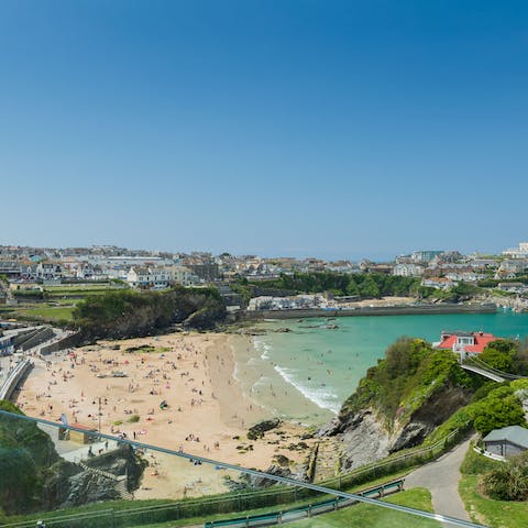 Step straight out to Towan Beach, only 100 metres away for your day's surf
