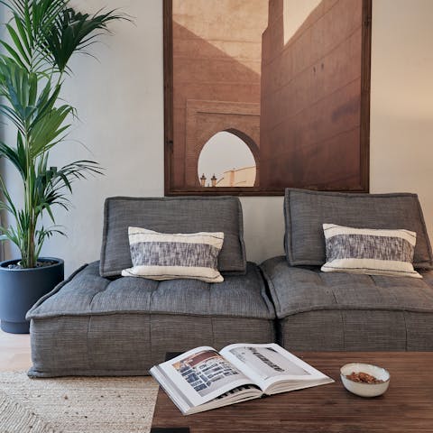 Sink into the comfortable boho sofa
