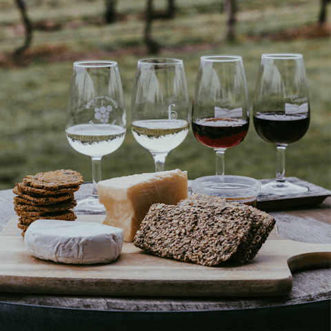 Savour a tasting of local wines amid the estate’s vineyards