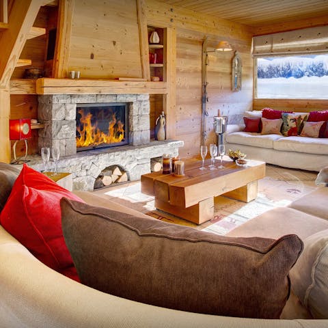 Get cosy in front of the fireplace, hot chocolate in hand