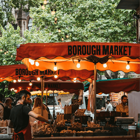 Grab a bite to eat at Borough Market, ten minutes away