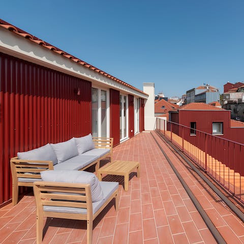 Sip a glass of green wine on the balcony and bask in the sunshine