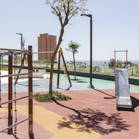 Let the kids tire themselves out in the playground