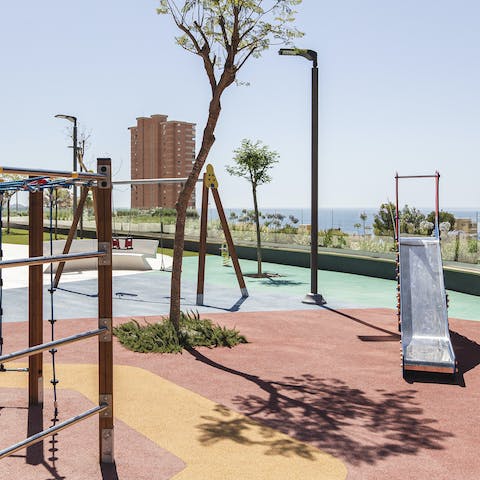 Let the kids tire themselves out in the playground