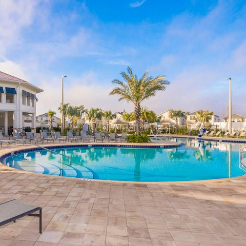Head to the communal pool for a refreshing swim