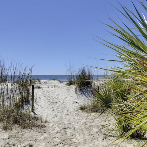 Take a two-minute stroll down the secret path to Hilton Head Island's stretch of pristine beaches
