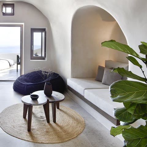 Hang out in the cozy indoor living spaces