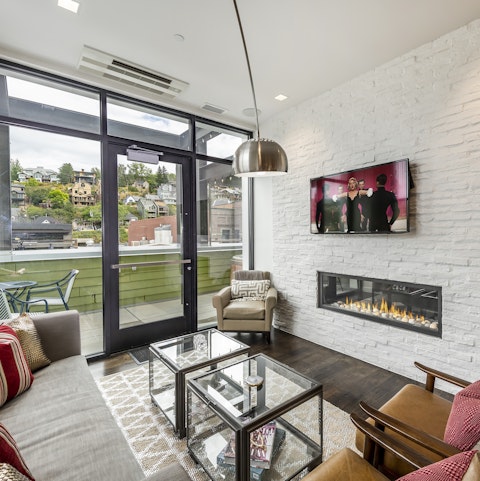 Hang out by the fireplace on colder days