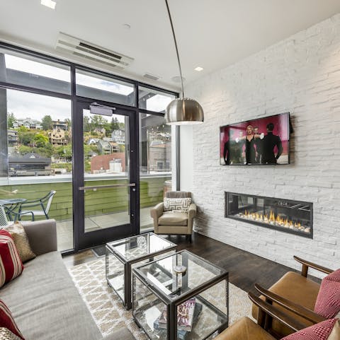 Hang out by the fireplace on colder days