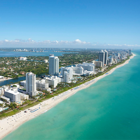 Drive across Venetian Way to reach the iconic Miami Beach, just a short drive away