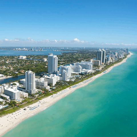 Drive across Venetian Way to reach the iconic Miami Beach, just a short drive away