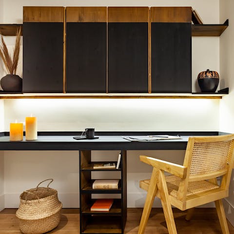 Catch up on work in the separate office room