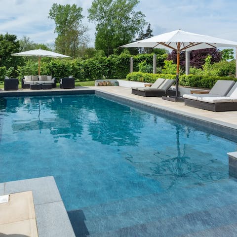 Swim a few up and downs in the heated pool