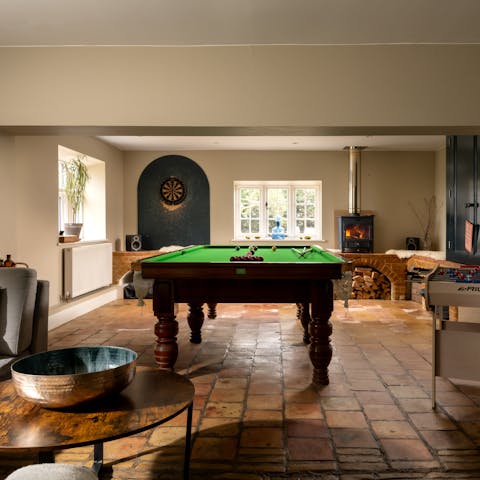 Get a games night going by the warmth of the wood-burner