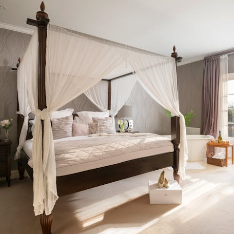 Sleep like royalty in the sumptuous main suite