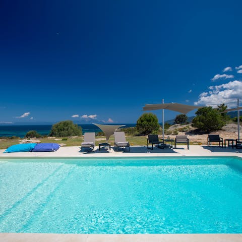 Bob about in your private pool to cool off from the summer sun