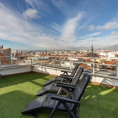 Enjoy the views on the shared rooftop terrace