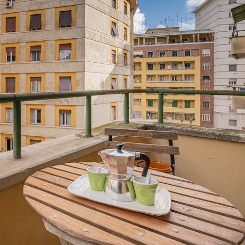 Find the perfect spot for a coffee break on the balcony