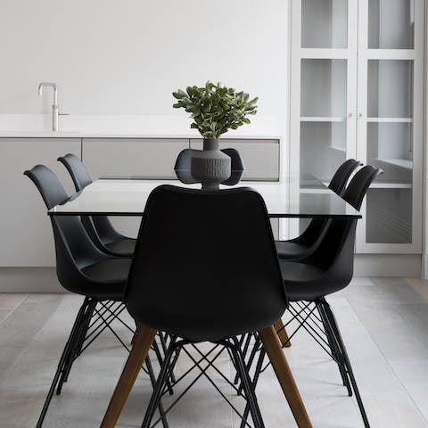 Enjoy dinner at home in the sleek kitchen-diner