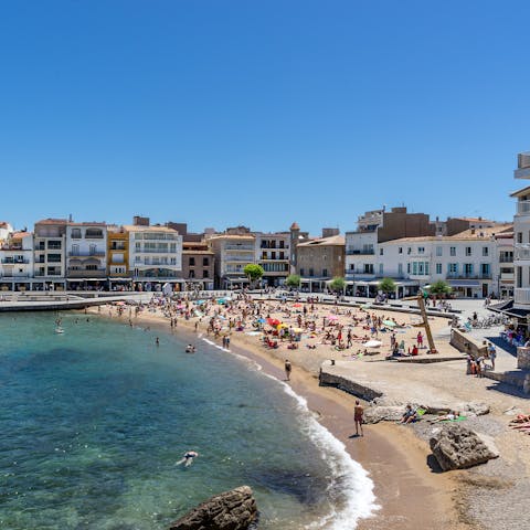 Head to the buzzing beach in the centre of L'Escala, a five-minute walk