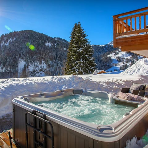 Warm up frosty toes with a dip in the hot tub