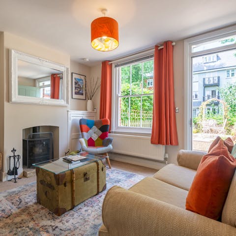 Snuggle up by the fire in winter months after a busy day of exploring