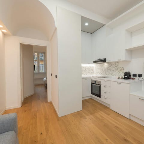 Begin the day making breakfast at home in the kitchen