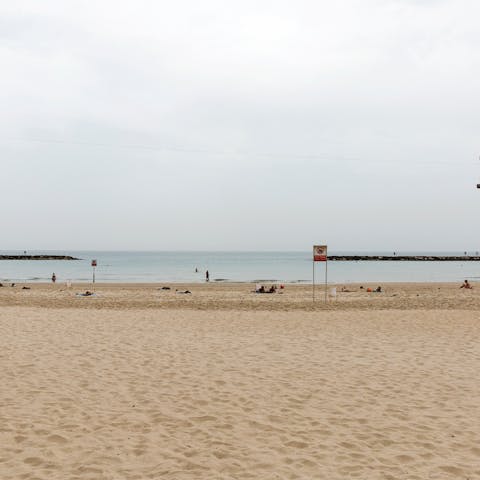 Walk for just a minute out of the apartment and onto the gorgeous Gordon Beach
