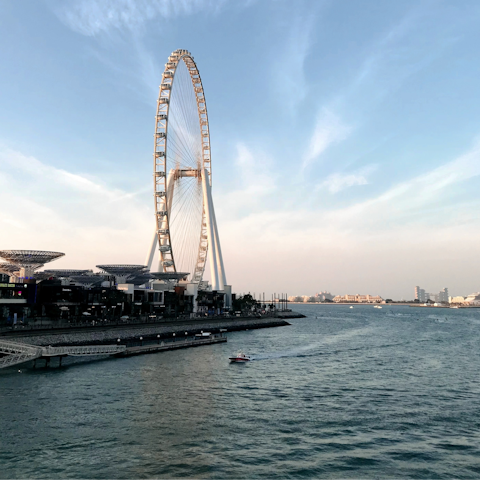 Walk down to Dubai Marina and enjoy views over the Ain Dubai
