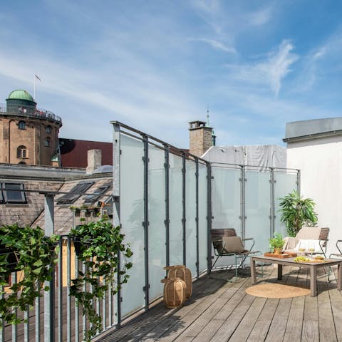 Admire views of the Round Tower from the shared terrace