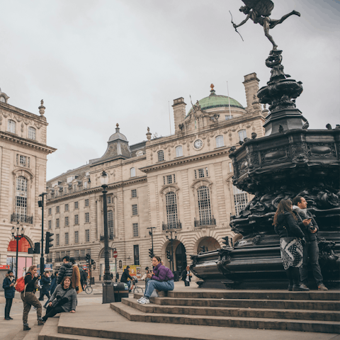 Wander down to the bustling Piccadilly Circus, or shop the day away on Regent Street, just minutes away on foot