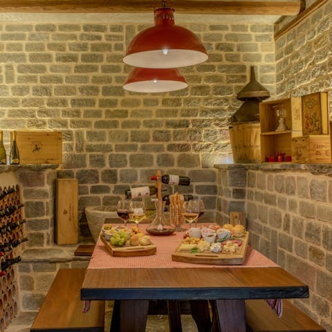 Head down to the wine cellar and sample wonderful local wines