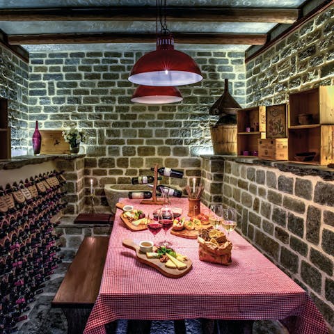 Head down to the wine cellar and sample wonderful local wines