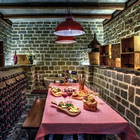 Head down to the wine cellar and sample wonderful local wines