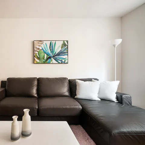 Literally put your feet up after a day exploring the city streets on the L-shaped sofa