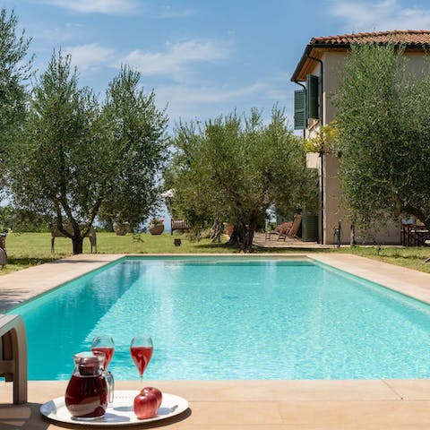 Take a dip in the pool to cool off from the Mediterranean sun