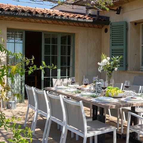 Serve up alfresco Italian meals at the patio's dining area