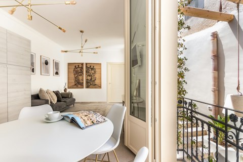 Step from the living space onto the balcony