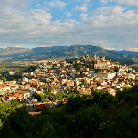 Explore the nearby villages, like Castiglione di Sicilia, or take the hour's drive to the beach town of Taormina