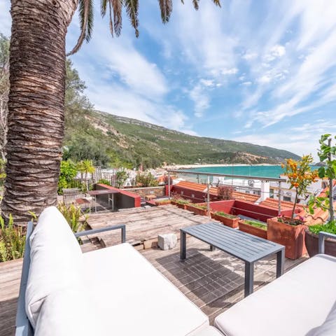 Soak up the sun on the terrace and admire the sea and mountain views