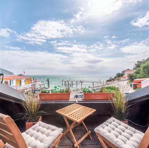 Enjoy your morning coffee on the balcony – it's also a gorgeous spot for sunset cocktails