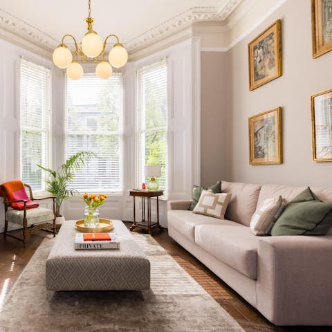 Relax with your holiday read in the light-filled living room