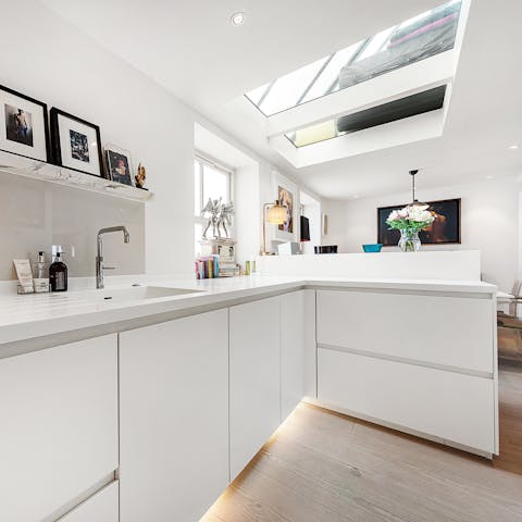 Cook your meals in the bright, modern kitchen