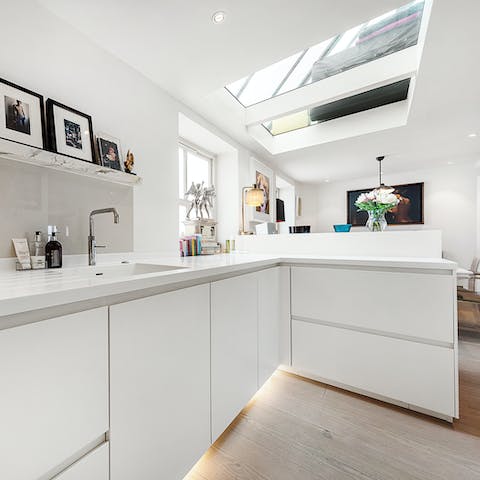 Cook your meals in the bright, modern kitchen