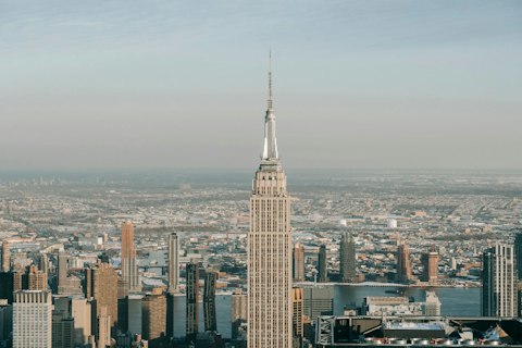 Marvel at the Empire State Building's panoramic views, around fifteen minutes' walk away