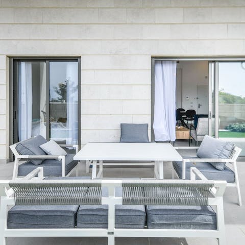 Enjoy dinner alfresco with loved ones in your private garden area