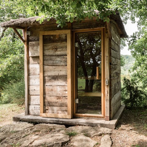 Unwind in the sauna hidden amid the trees