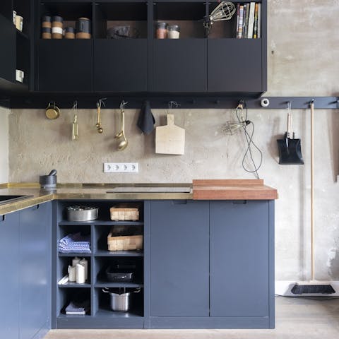 Cook up a German feast in the farmhouse-inspired kitchen