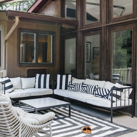 The outdoor lounge areas