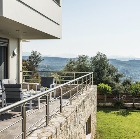 The home offers panoramic views of the surrounding countryside